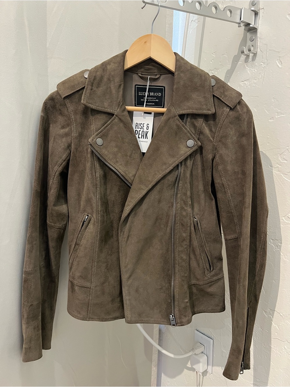 Lucky Brand leather dark olive jacket
